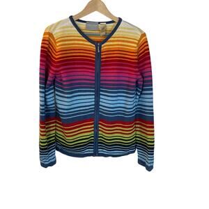 Vintage First Issue Cardigan Womens Small Zip Front Rainbow